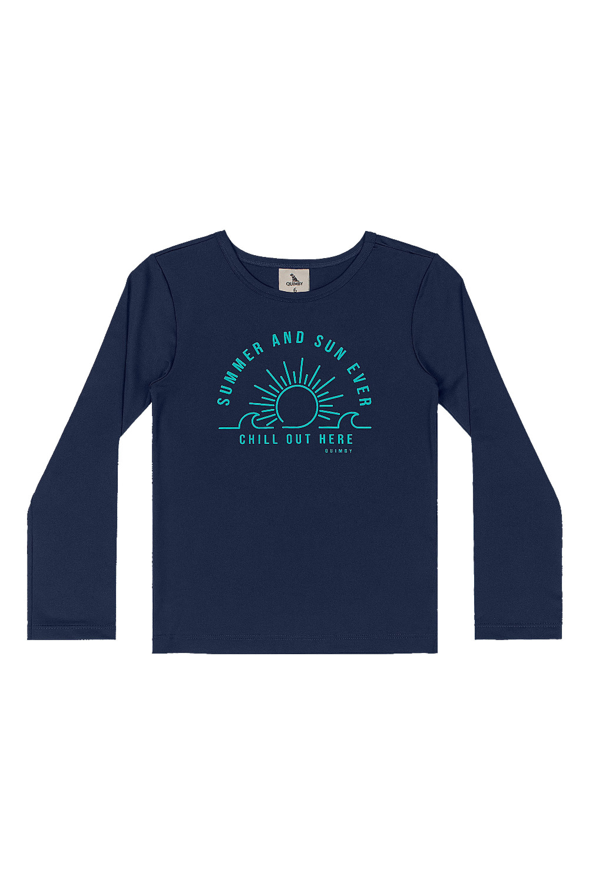 Conjunto Infantil Praia Camiseta UV e Sunga Boxer Estampada (Azul Marinho) Quimby - Imagem 57